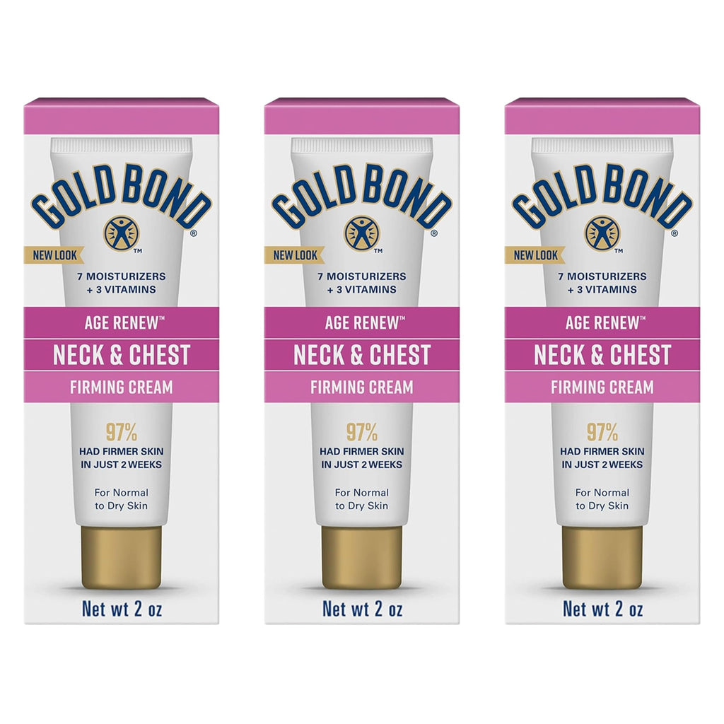 Gold Bond Age Renew Neck & Chest Firming Age Renew Cream, 2 oz | Firmer-looking skin, hyaluronic acid neck firming cream, improves elasticity and texture, dermatologist and clinically tested