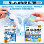 Dishwasher Detergent Booster Prewash Powder - ACTIVE Citric Acid Dishwashing Additive for Hard Water, Natural Dish Washer Shine & Rinse Aid, Lime Scale Remover for Cloudy Glassware - 64 Uses (32-oz)