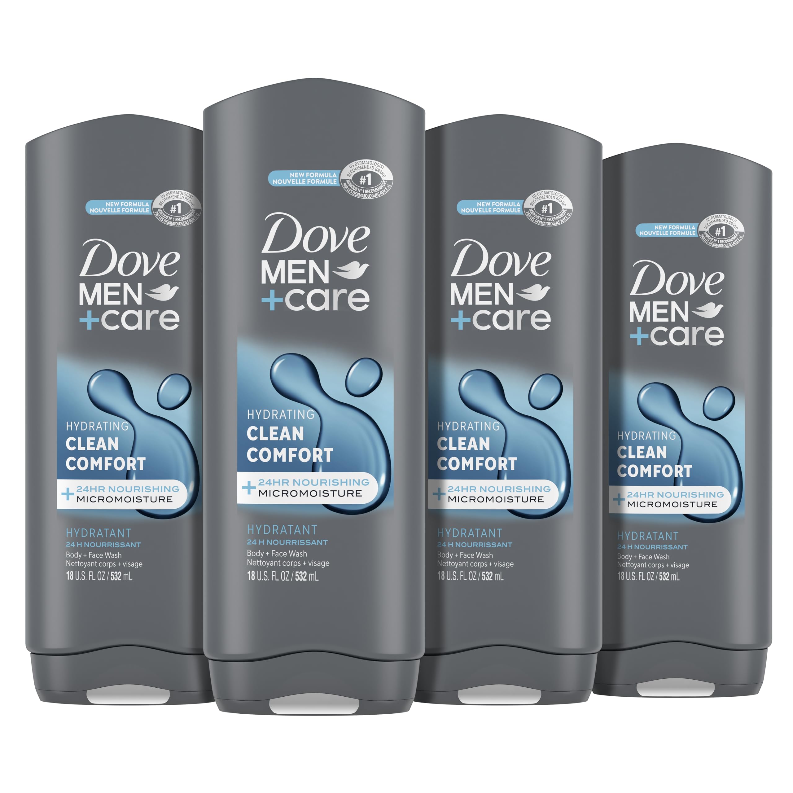 Buy now DOVE MEN + CARE Body and Face Wash Clean Comfort 4 Count for Healthier and Stronger Skin Effectively Washes Away Bacteria While Nourishing Your Skin, 18 oz at indiglob india