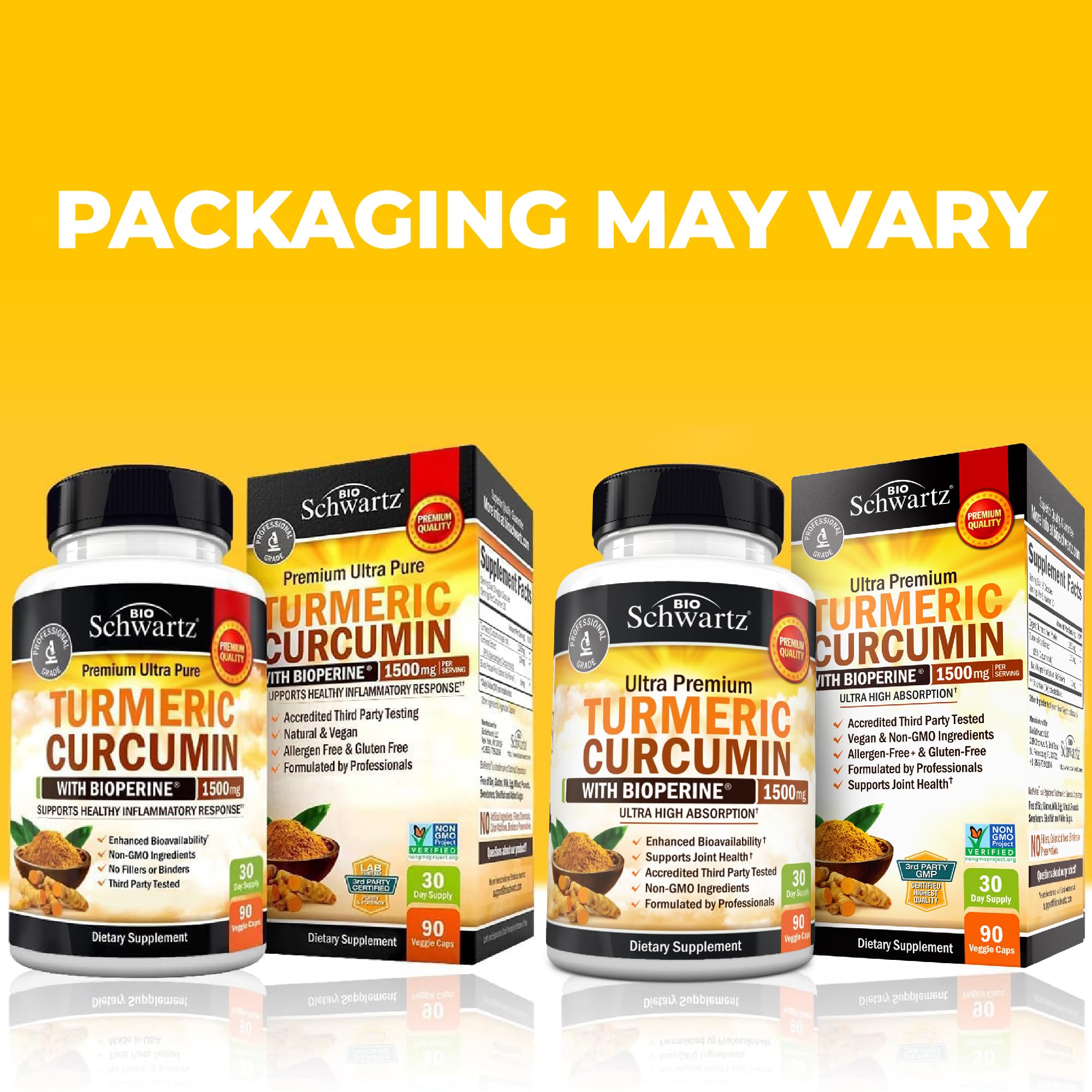 Turmeric Curcumin with Black Pepper Extract 1500mg - Turmeric Supplement | High Absorption Ultra Potent Tumeric Capsules with 95% Curcuminoids and BioPerine for Joint Support - Non-GMO, 90 Capsules