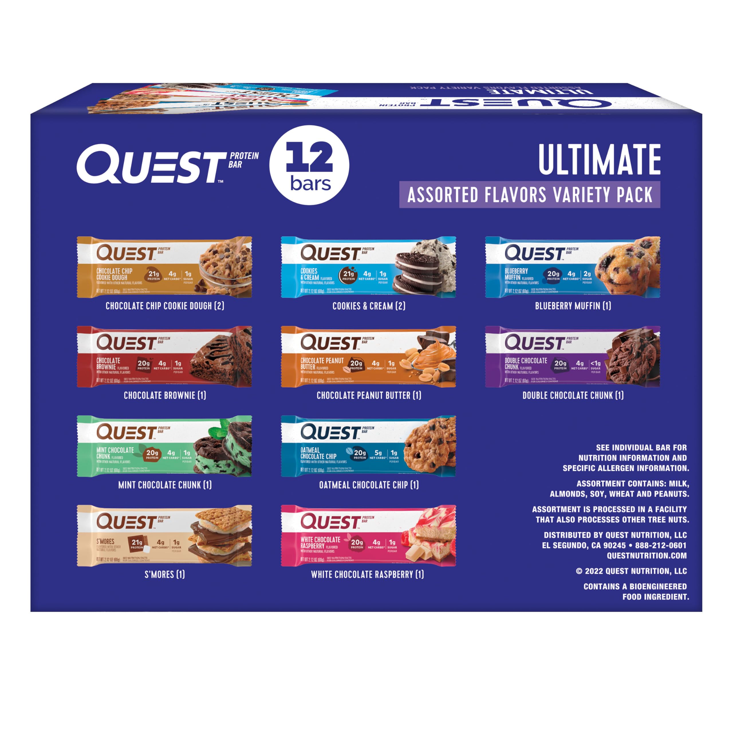 Buy now Quest Nutrition Chocolate Brownie Protein Bar, 20g Protein, 1g Sugar, 4g Net Carb, High Fiber, Gluten Free, 12 Count Ultimate Variety Pack 12 Count (Pack of 1) at indiglob india