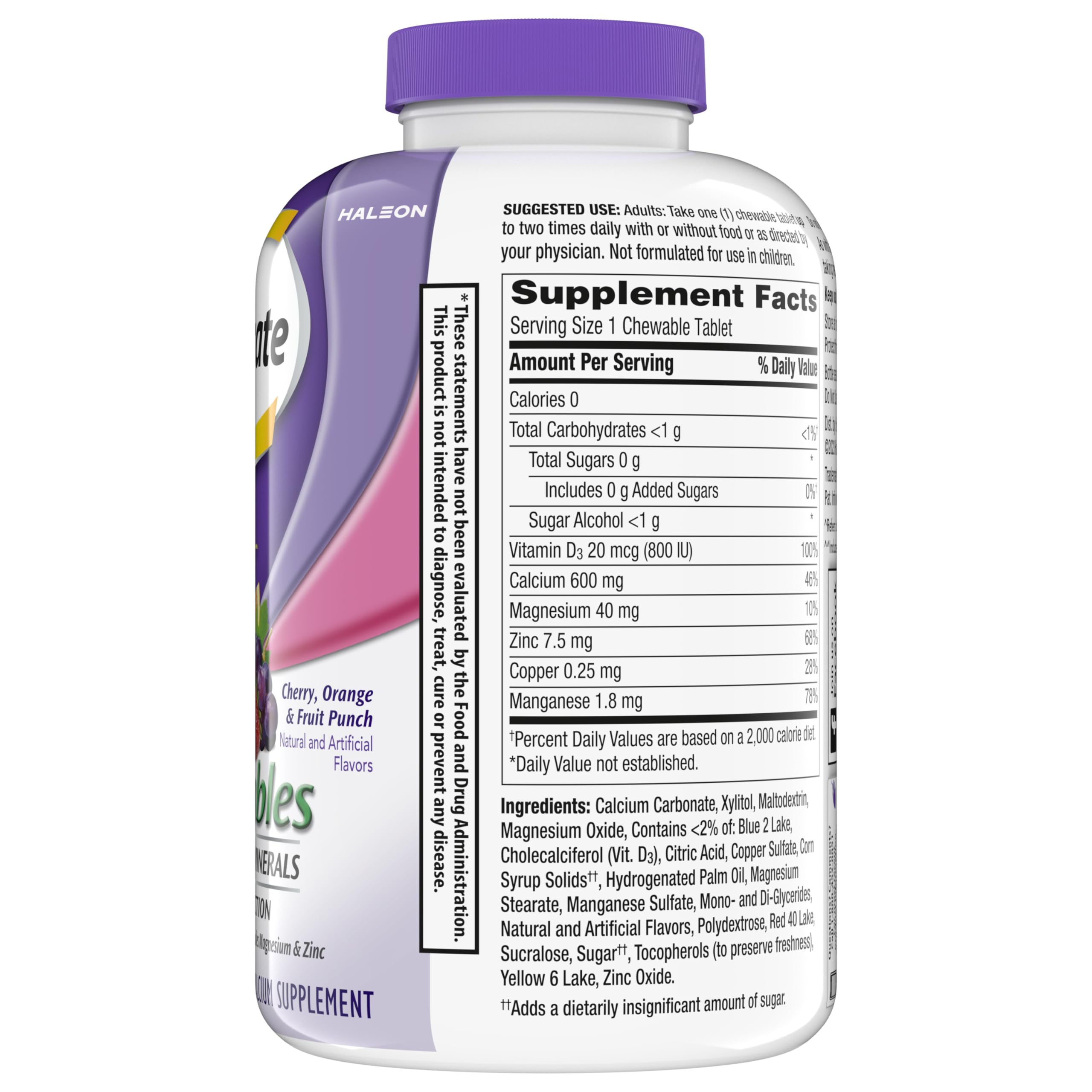 Caltrate Chewables 600 Plus D3 Vitamin D and Calcium Supplement, 155 count | Sugar Free, Highest Level of Vitamin D3, Maximizes Calcium Absorption to Support Strong Bones and Daily Function