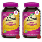 Nature's Way Alive! Hair, Skin & Nails Gummies with Collagen & Biotin,60 ct | Advanced Beauty Formula Supplement with Antioxidant Vitamins C & E*, 100 mg Collagen, 2,500 mcg Biotin, Strawberry Gummy