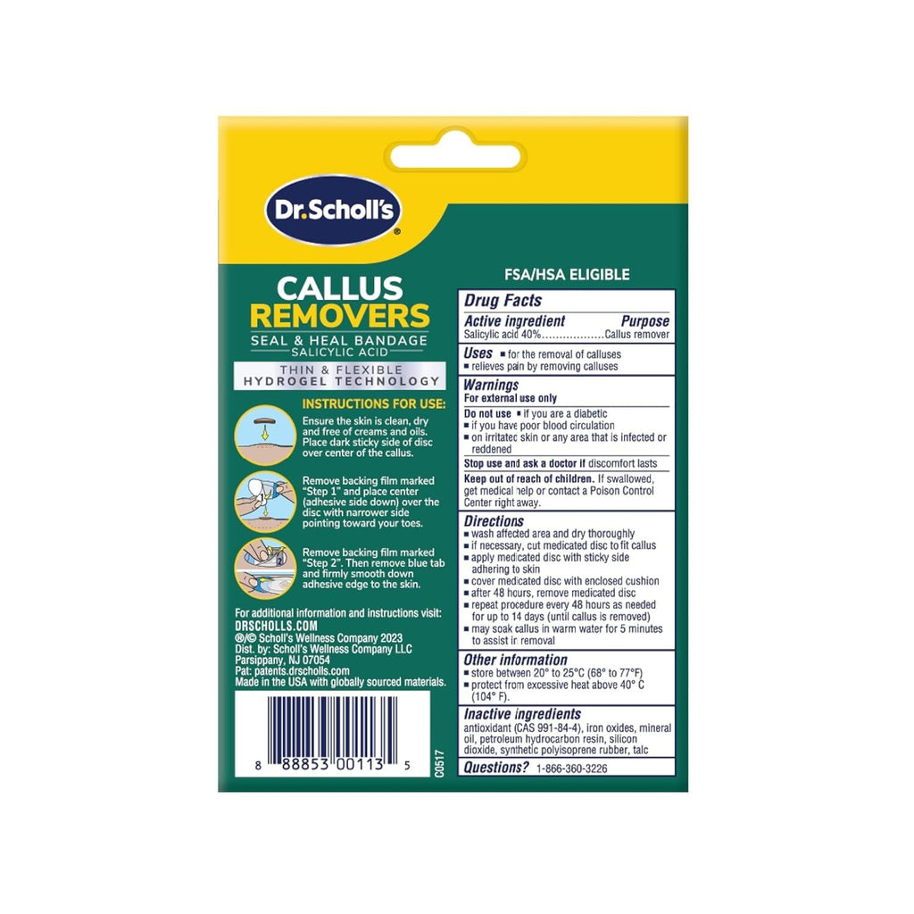 Buy now Dr. Scholl's CALLUS REMOVER Seal & Heal Bandage with Hydrogel Technology, 4ct // Removes Calluses Fast And Provides Cushioning Protection Against Shoe Pressure And Friction For All-Day Pain Relief at indiglob india