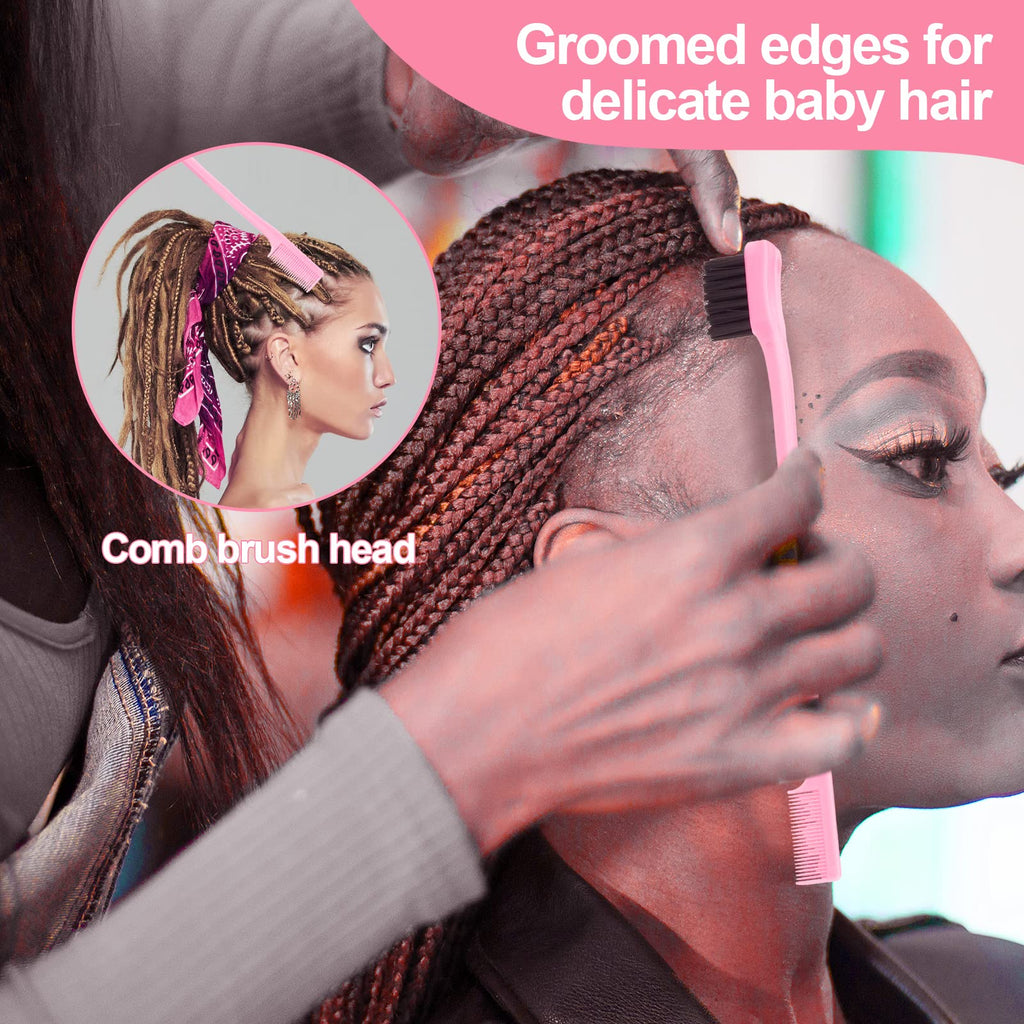 SWEET VIEW 3Pcs Slick Back Hair Brush | Rat Tail Comb, Edge | Bristle Brush, Sleek Ponytail/Bun Smoothing Baby Hair & Flyaways