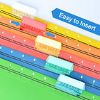 File Folder Tabs, 2 Inch Clear Multicolor Hanging Folder Tabs with Inserts