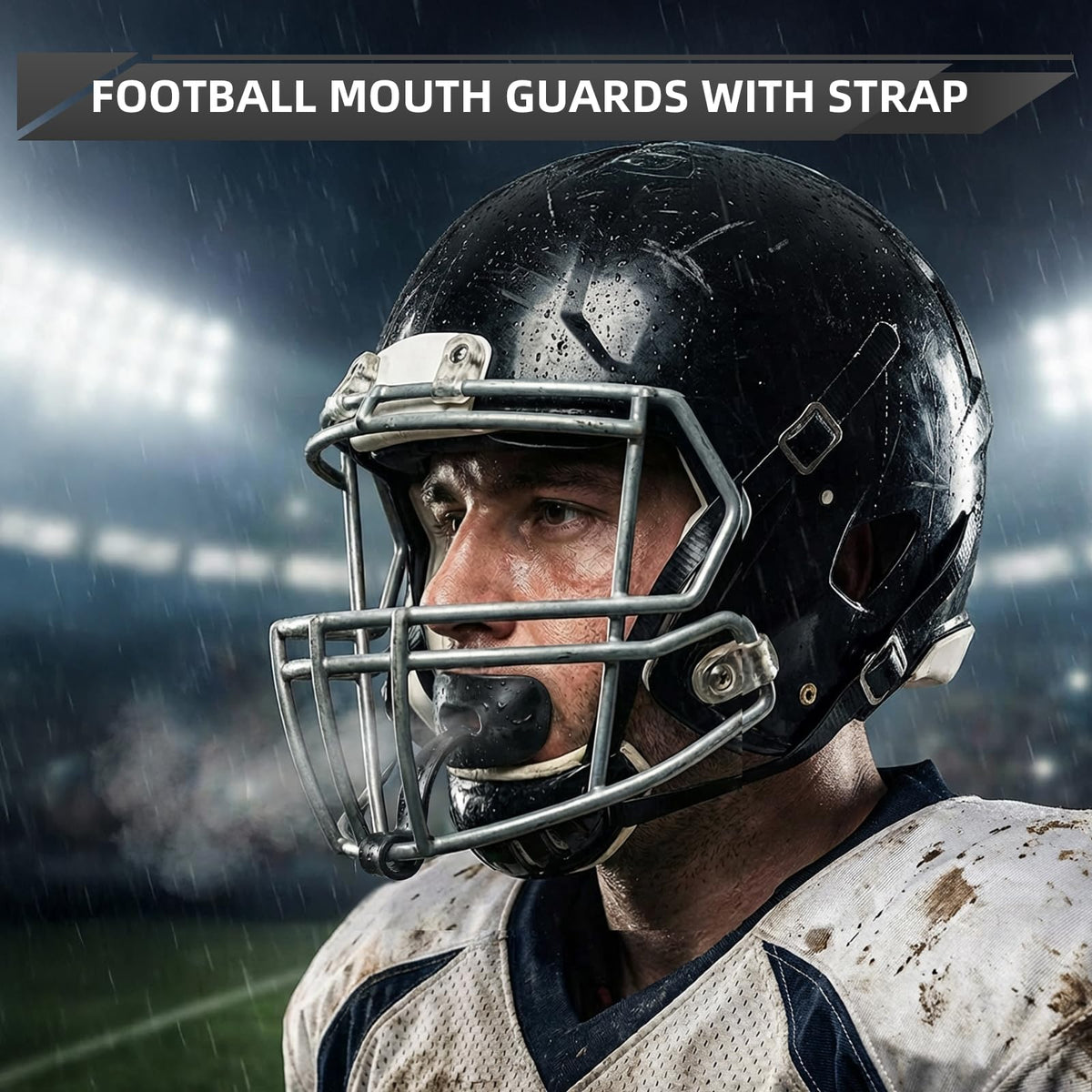 4-Pack Football Mouth Guards with Case for Youth & Adult, Permanent Strap