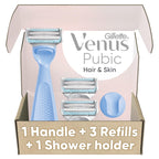 Gillette Venus Intimate Grooming Women's Razor for Pubic Hair and Skin, Bikini Razor, Handle + 3 Razor Refills
