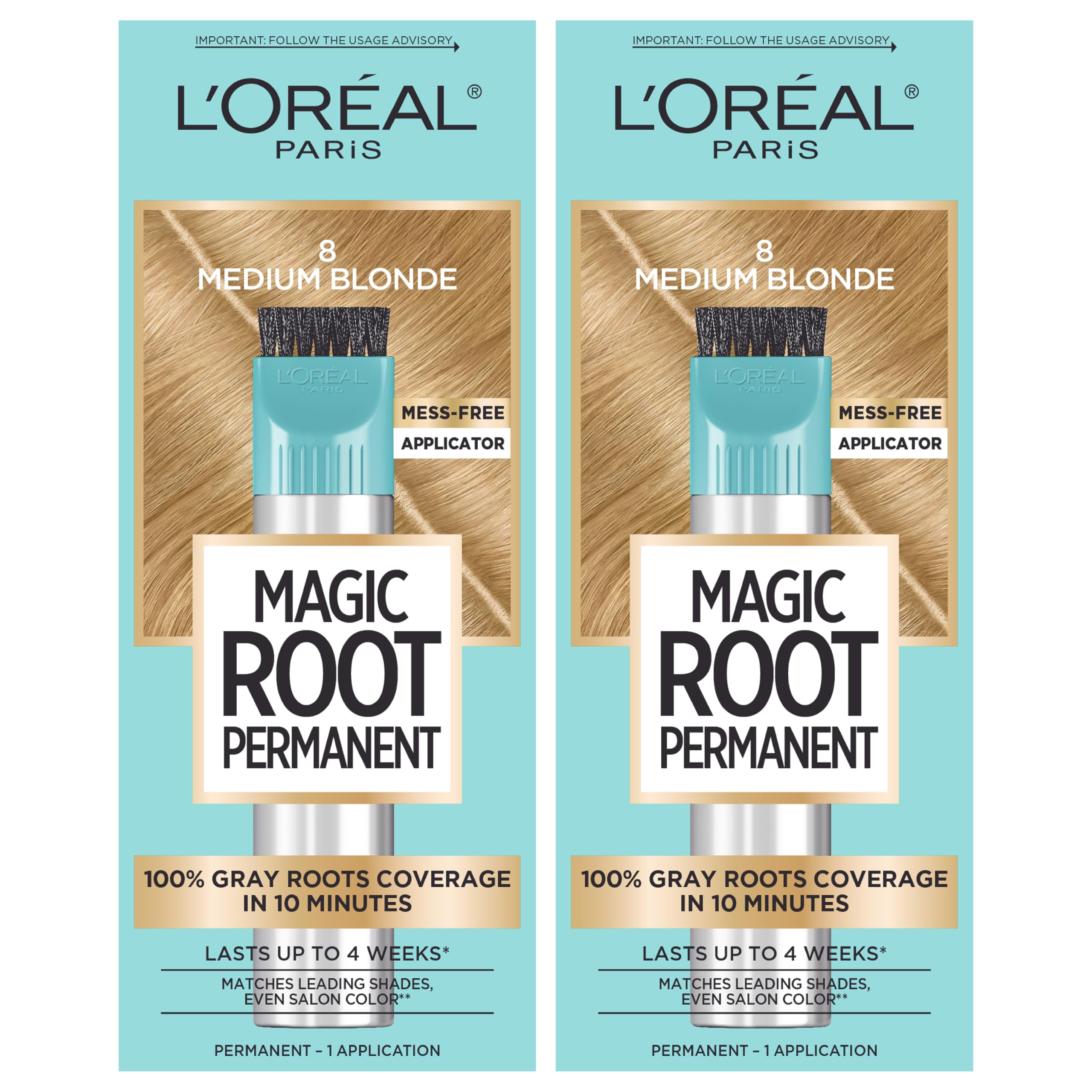 Buy now L'Oreal Paris Magic Root Rescue 10 Minute Root Hair Coloring Kit, Permanent Hair Color with Quick Precision Applicator, 100 percent Gray Coverage, 4 Dark Brown, 2 count at indiglob india
