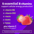 Vitafusion Vitamin B Complex for Women and Men | 60 Gummies | with Niacin, C, and Folate | Strawberry Flavor | Gluten Free Adult Gummy Supplement