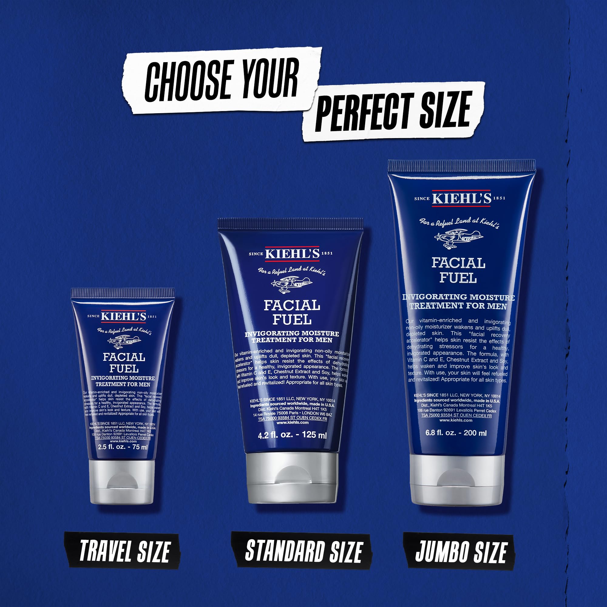 Kiehl's - Facial Fuel Men's Energizing Moisturizer | Men's Daily Face Moisturizer to Revive Skin - With Vitamin Cg & Caffeine - Fast Absorbing & Non-Greasy