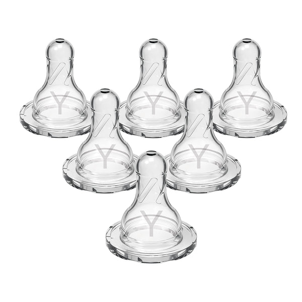 Dr. Brown’s Natural Flow Y-Cut Narrow Baby Bottle Silicone Nipple, Ideal for Thicker Liquids, 9m+, 100% Silicone Bottle Nipple, 6 Count