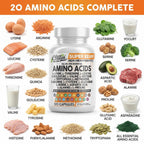 Clean Nutraceuticals Amino Acids Supplement L-Lysine, L-Threonine, L-Leucine, Isoleucine, Valine, L-Histidine, L-Tryptophan, L-Methionine, L-Arginine, L-Cysteine, L-Glutamine, L-Serine, Aspartic Acid