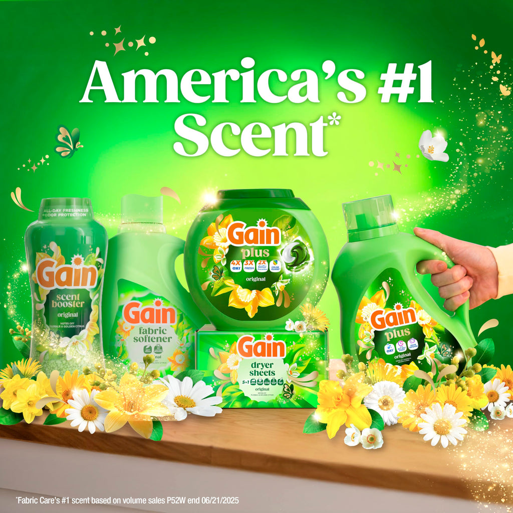 Gain Plus Flings Liquid Laundry Detergent Pacs, Gain's Best Clean, All-In-One, Original Scent, 45 Count
