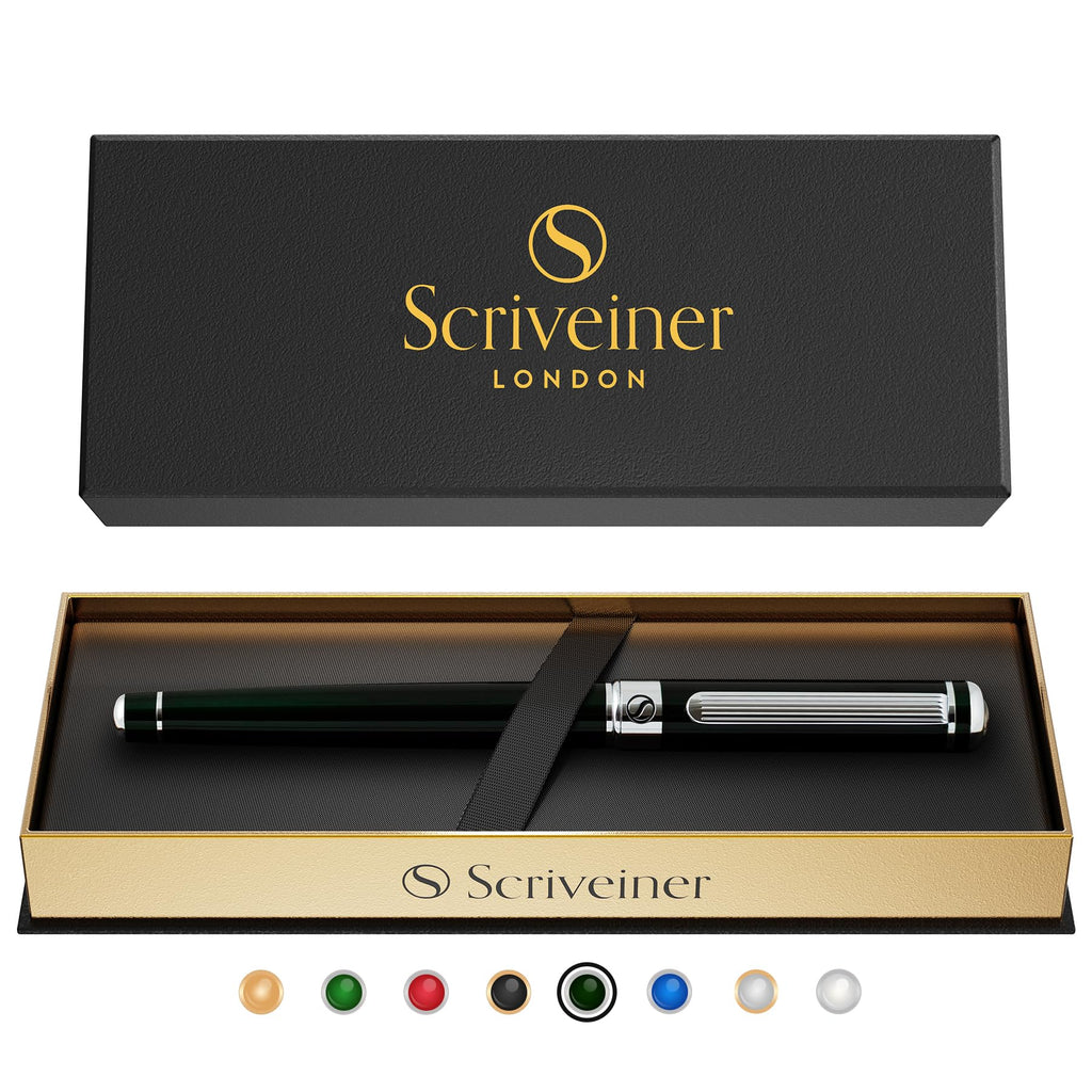 Buy now Scriveiner Black Lacquer Rollerball Pen - Stunning Luxury Pen, Real Gold Plating, Schmidt Ink Refill, Best Roller Ball Gift Set for Men & Women, Professional, Executive Office, Nice Pens at indiglob india