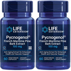 Life Extension Pycnogenol French Maritime Pine Bark Extract, 60 Capsules | Scientifically Studied Formula Supports Healthy Aging & Vascular Health, Non-GMO, Gluten-Free & Vegetarian