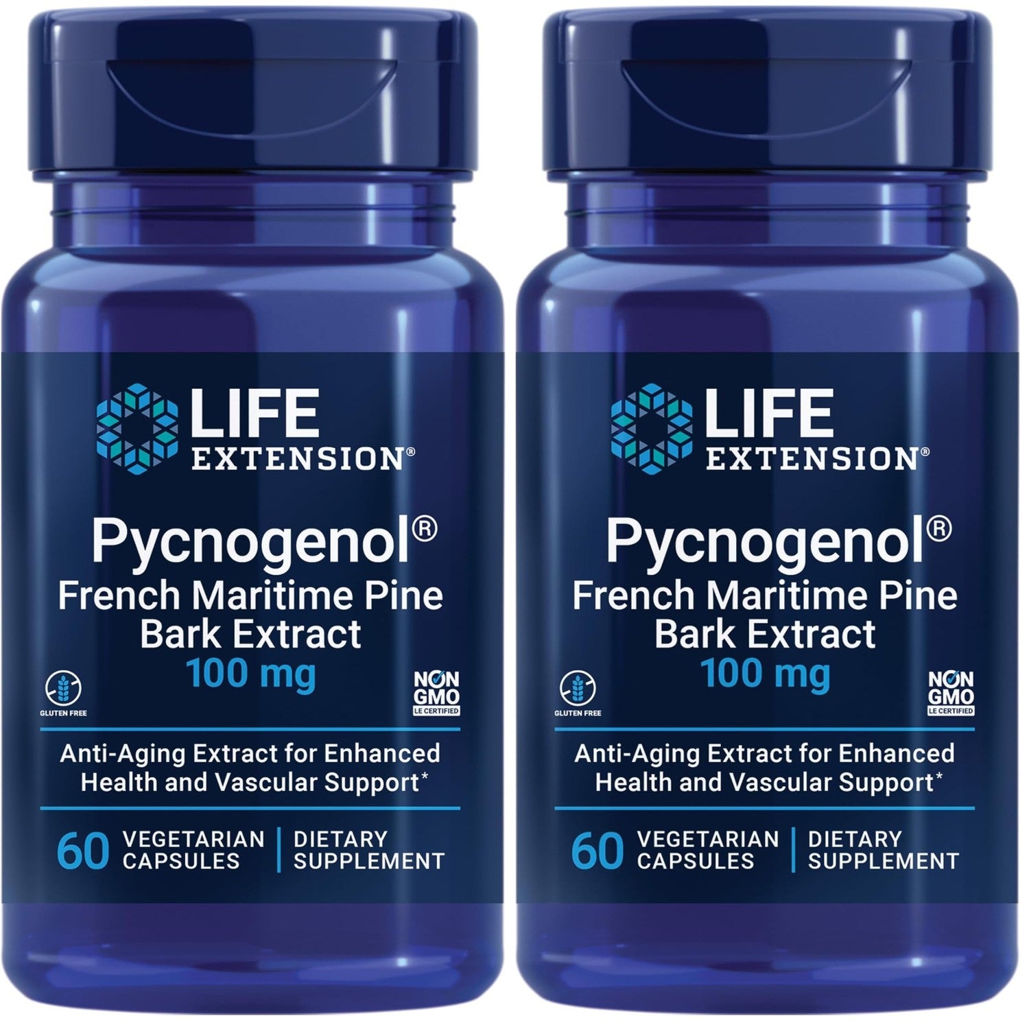 Life Extension Pycnogenol French Maritime Pine Bark Extract, 60 Capsules | Scientifically Studied Formula Supports Healthy Aging & Vascular Health, Non-GMO, Gluten-Free & Vegetarian