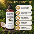PURA D'OR ORGANIC Fractionated Coconut Oil MCT Skin Hair Massage, 16oz