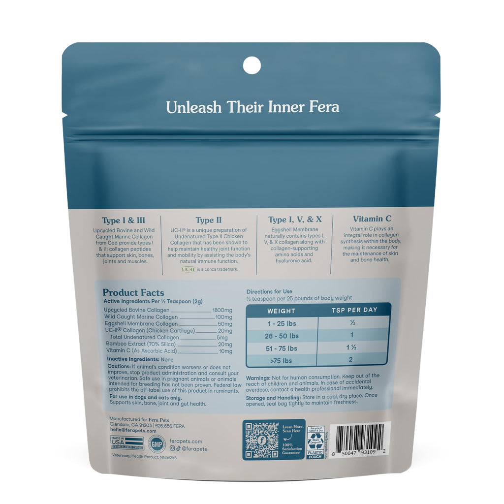 Fera Pets Cat & Dog Collagen Powder Dog Food Topper with UC-II - 4.23 oz