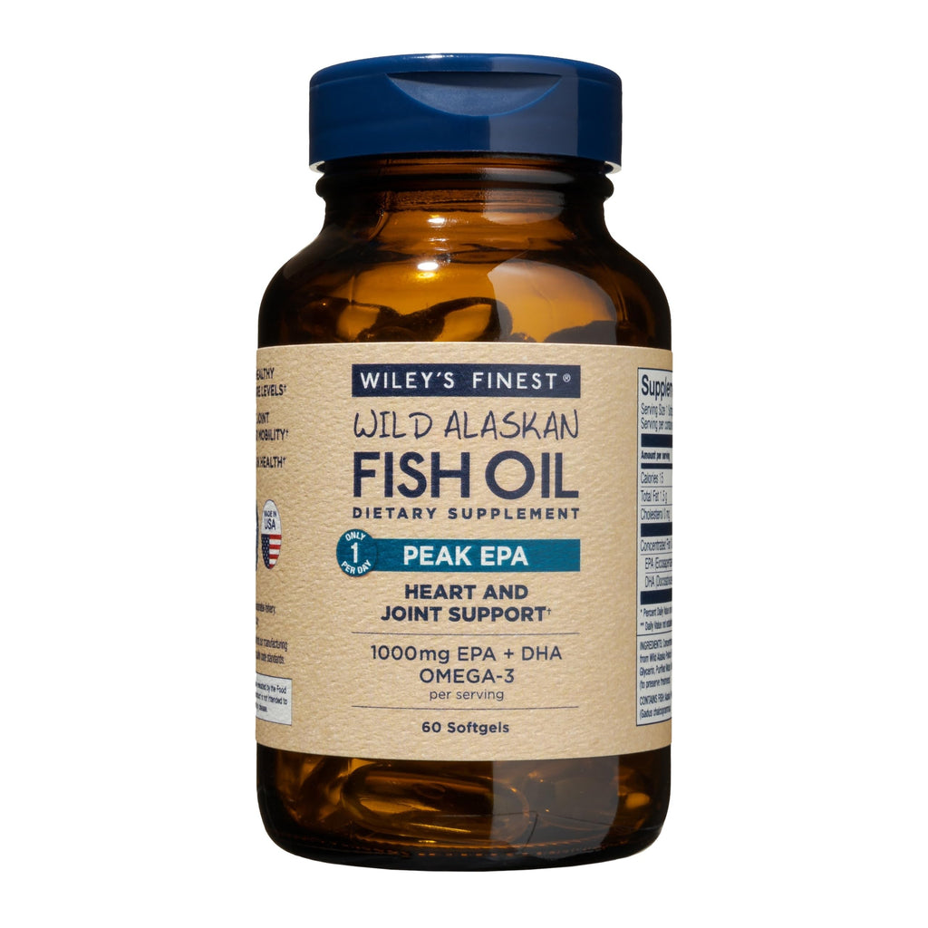 Wiley's Finest Wild Alaskan Fish Oil Peak EPA, 120 Count (Pack of 1) | Heart and Joint Support, Triple-Strength Peak EPA and DHA, 1000 mg Omega-3s, Heart Health Support