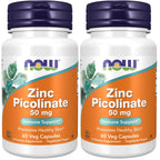 Now Foods Supplements, Zinc Picolinate 50 mg, Supports Enzyme Functions*, Immune Support*, 30 Veg Capsules