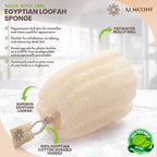 ALMOONI Natural Loofah Body Scrubber, Egyptian Loofah Sponge, 3 Count | Natural Egyptian Loofah Sponge, Round Shape Shower Sponge for Face & Body, Men & Women, Gentle Exfoliation, Large Size