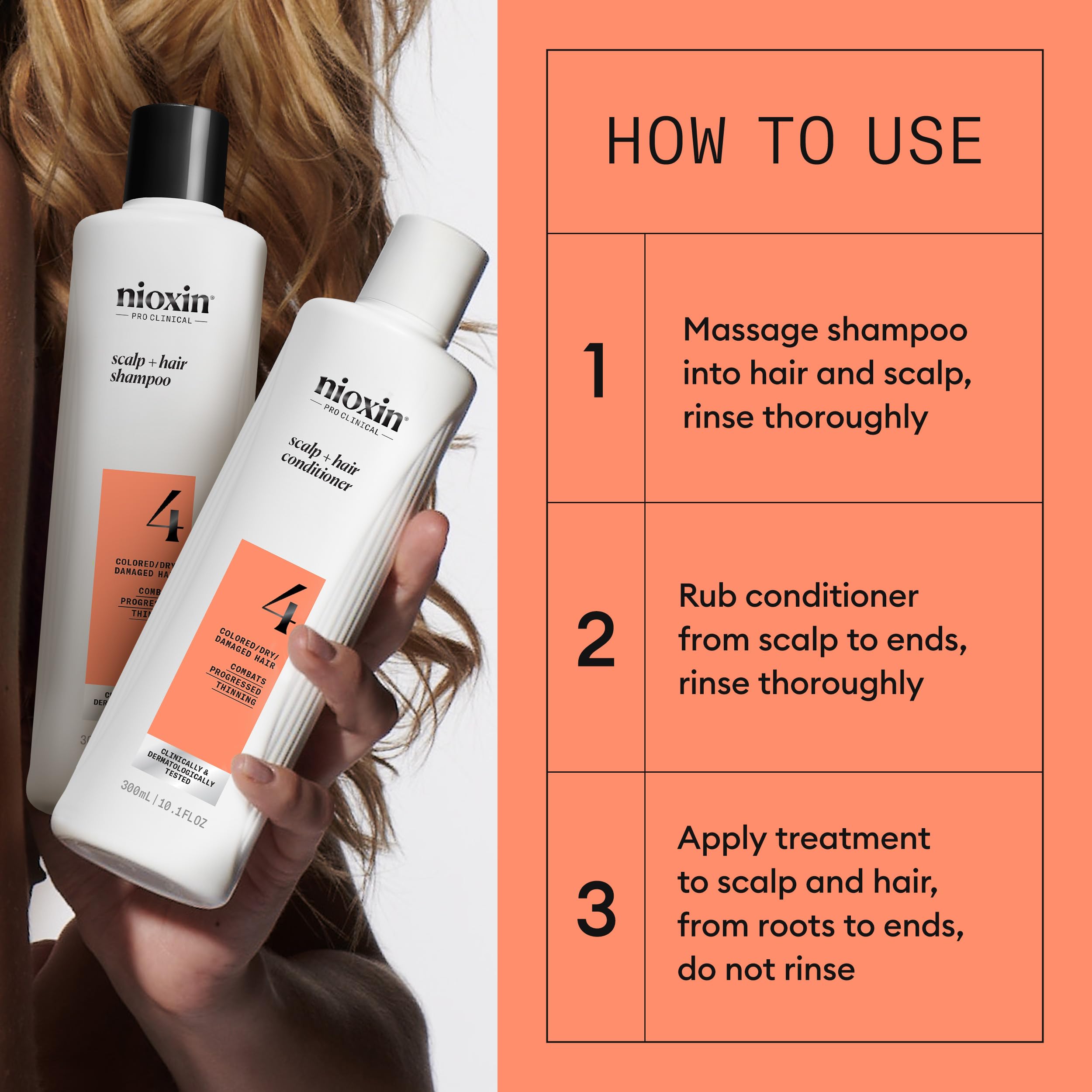 NIOXIN System Kits | Scalp + Hair Thickening | 1 Month Supply | Natural, Colored & Damaged Hair with Light to Progressed Thinning | Strengthen & Boost Hair Density with Niacinamide & Biotin