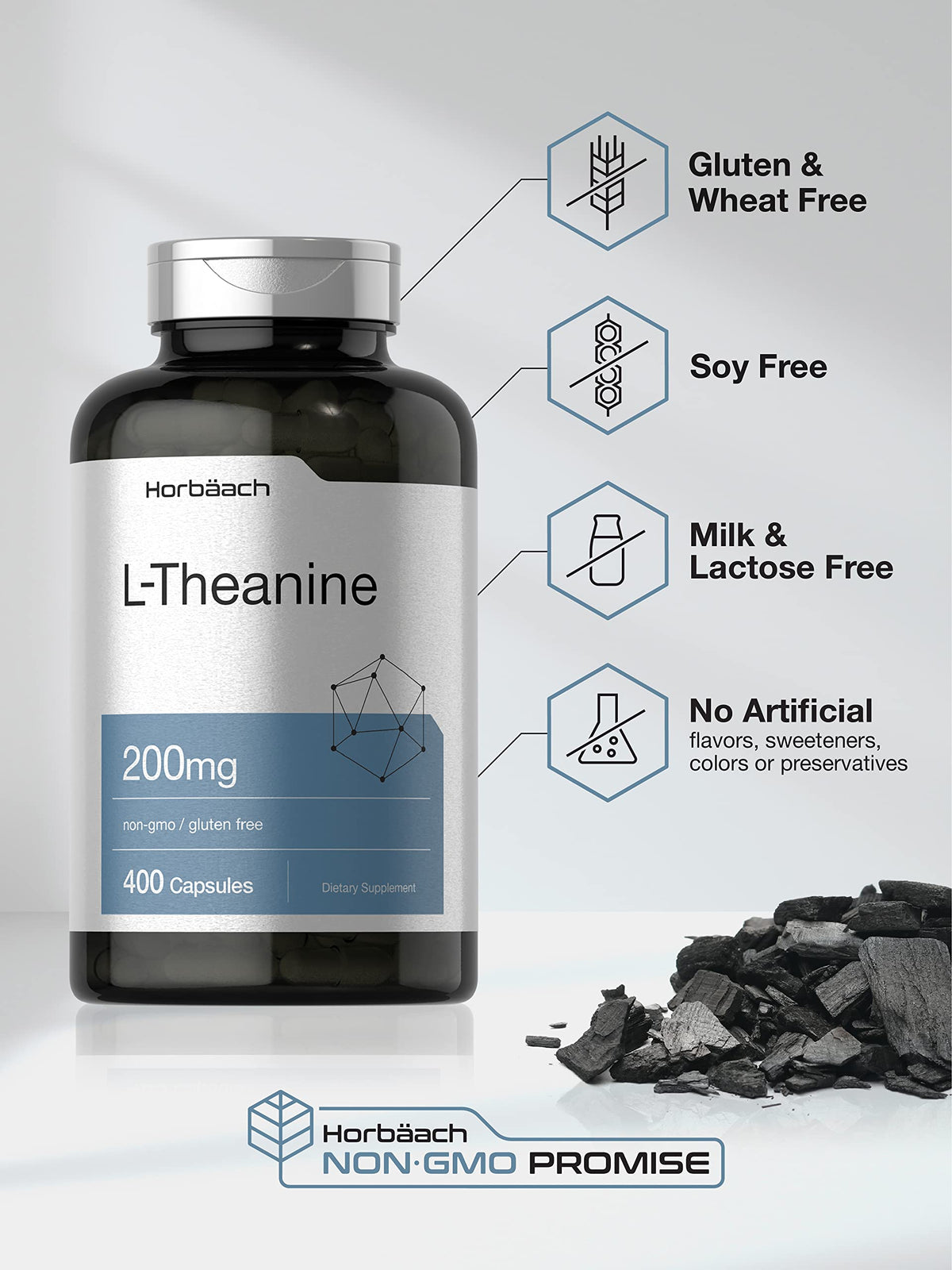 Horbäach L Theanine | 200mg | 400 Capsules | Value Size