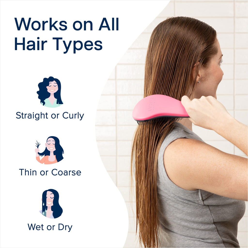 Buy now Crave Naturals Glide Thru Hair Brush - Detangler Brush for Curly, Straight, Wet or Dry Hair - Gentle Detangling Brushes for Adults, Kids, Toddlers - Hair Accessories for Women, 7.5x3" - Pink at indiglob india