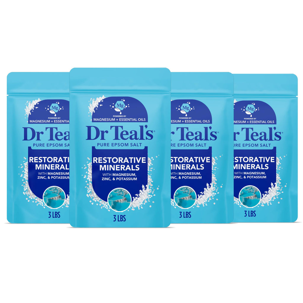 Dr Teal's Epsom Salt Magnesium Soak, Restorative Minerals with Magnesium, Potassium & Zinc, 3 lbs