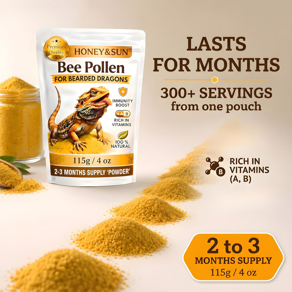 Organic Bee Pollen Powder for Bearded Dragons – HONEY&SUN 4oz Reptile Food
