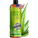 Seven Minerals Aloe Vera Gel with Freshly Cut Pure Organic Aloe - Big 12oz - Texas Grown, HighestQuality, Vegan, Unscented, Non-Sticky - After Sun, Skin & Face Moisturizer, Hair Mask