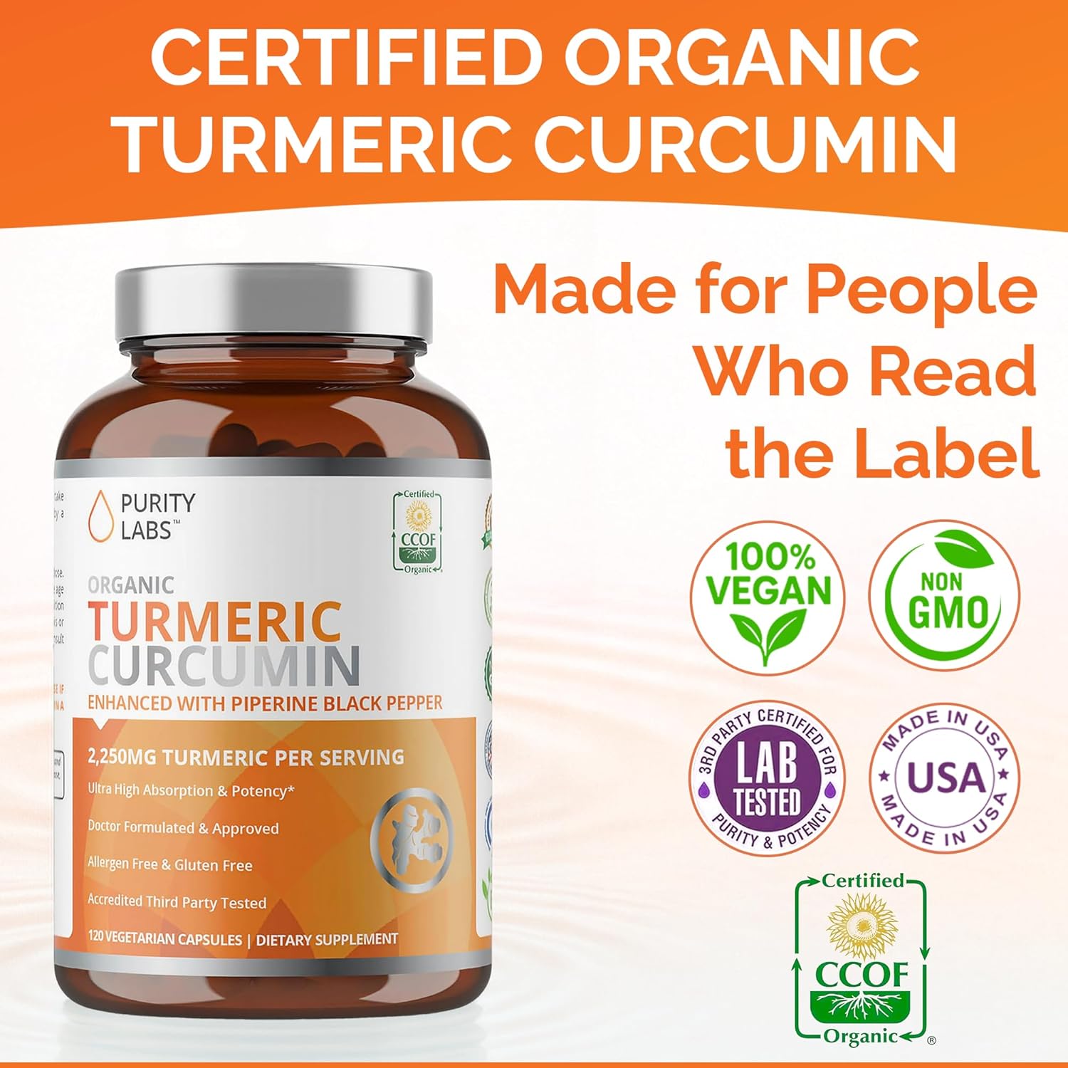 Buy now Purity Labs Organic Turmeric Curcumin Supplement with Piperine 2,250 MG/Serving | 95% Curcuminoids Turmeric Supplements, Antioxidant Joint Pain Relief, Muscle & Brain Support | Non-GMO - 120 Capsules at indiglob india