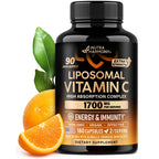 Liposomal Vitamin C 1700mg - High Absorption Vitamin C Supplement - 180Caps | Fat Soluble Complex - Antioxidant, Energy Boost & Immune Support for Men & Women - NON-GMO, SOY-Free & Gentle on Stomach