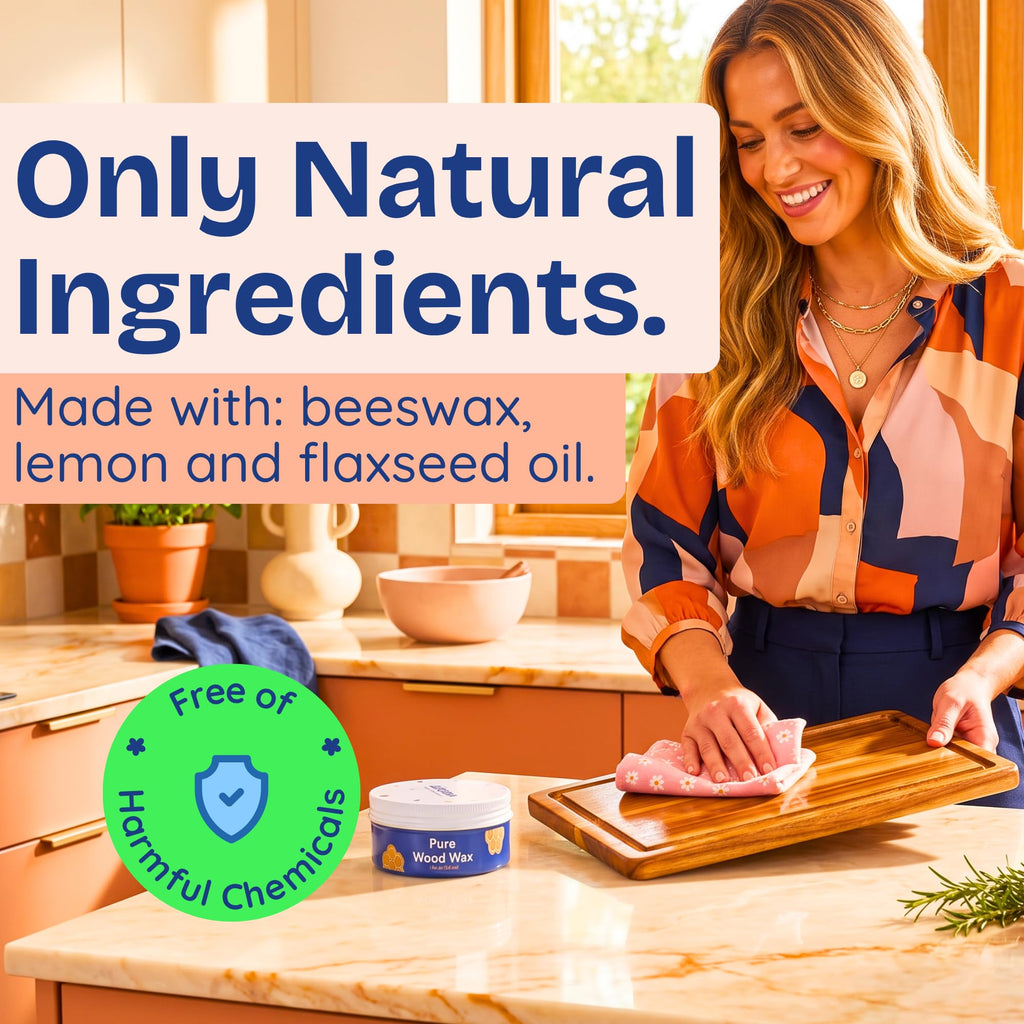 Non-Toxic Wood Wax, Mineral Oil Free, Made of Beeswax & Natural Oils, 7 oz