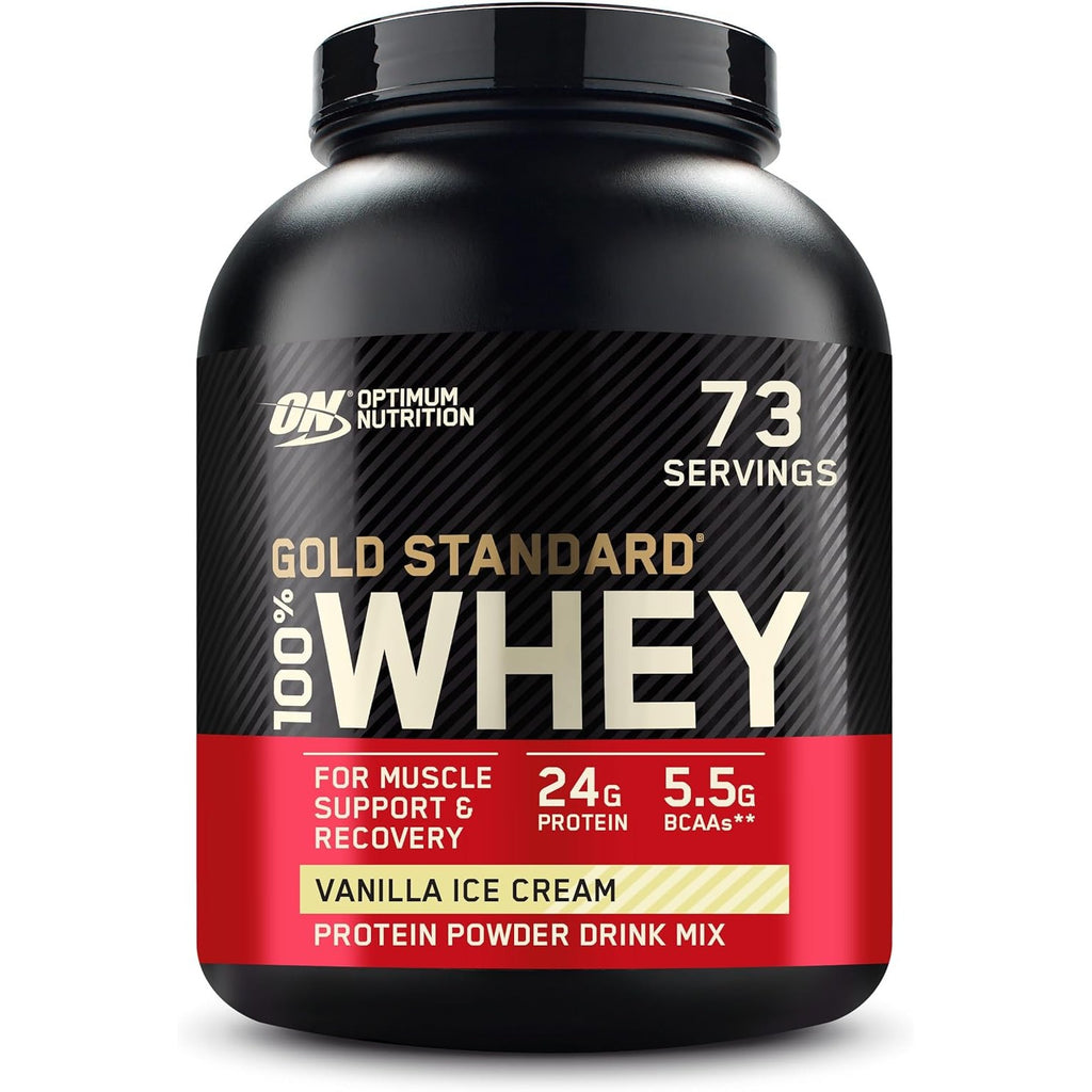 Buy now Optimum Nutrition Gold Standard 100% Whey Protein Powder, Strawberry Banana, 5 Pound (Packaging May Vary) at indiglob india