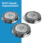 Philips Norelco Genuine Replacement Heads, 3 Count | 45 Self Sharpening SteelPrecision blades, Compatible with Series 5000 & 7000, SH71/52