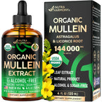 Mullein Drops for Lungs - USDA Organic Mullein Leaf Extract Liquid - 2 oz | Respiratory Health Support for Women & Men - Lung & Bronchial Cleanse for Smokers - As Tincture, Tea, Pills