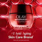 Olay Face Moisturizer, Regenerist Micro-Sculpting Cream for Women, Fragrance-Free - Anti-Aging, Anti-Wrinkle, Firming Skin Care - Triple Collagen Cream, Peptide, Hyaluronic Acid, Niacinamide, 1.7oz