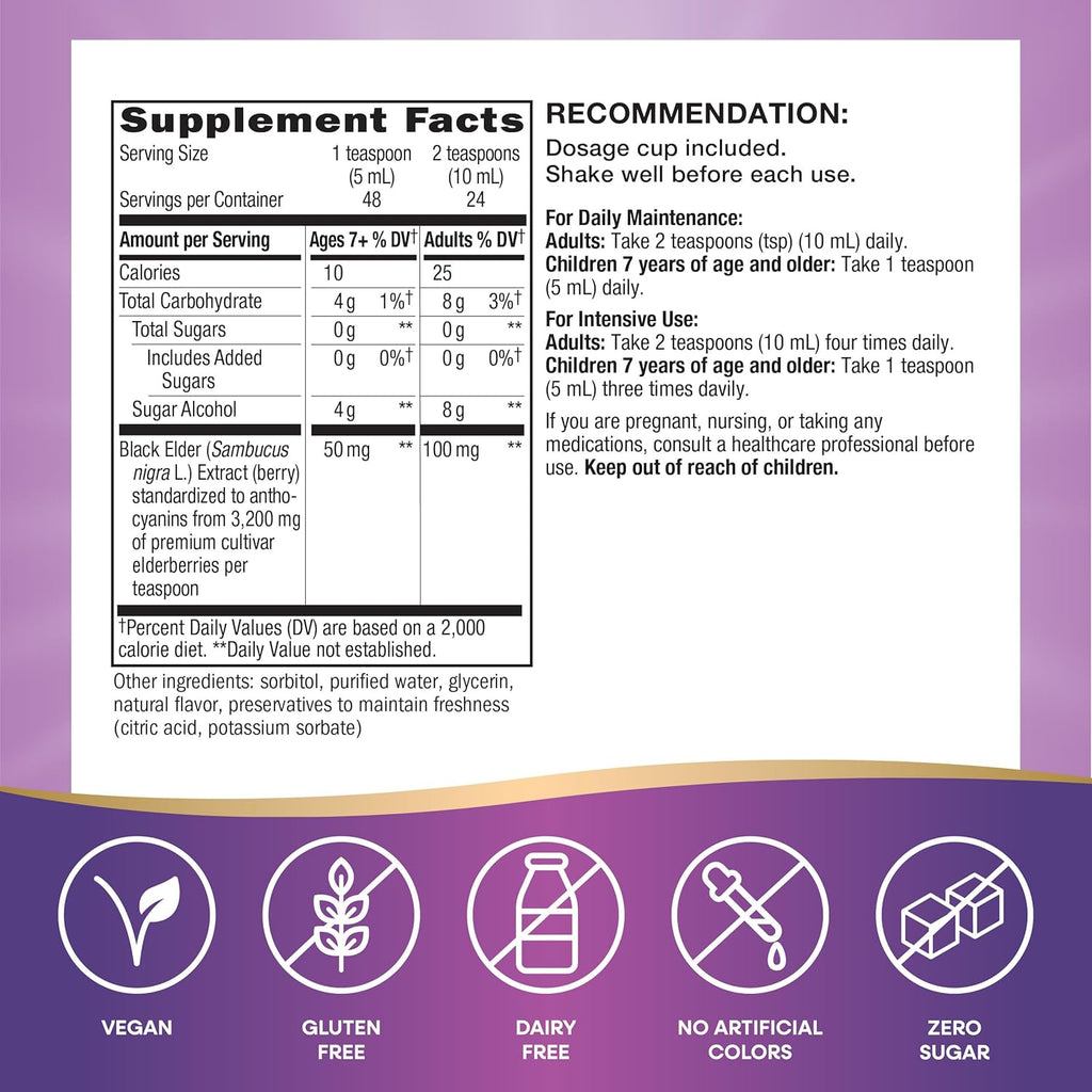 Buy now Natureâ€™s Way Sambucus Zero Sugar Traditional Immune Syrup, Highly Concentrated Black Elderberry Extract, Traditional Immune Support*, Sugar-Free, Berry Flavored, 8 Fl Oz (Packaging May Vary) at indiglob india
