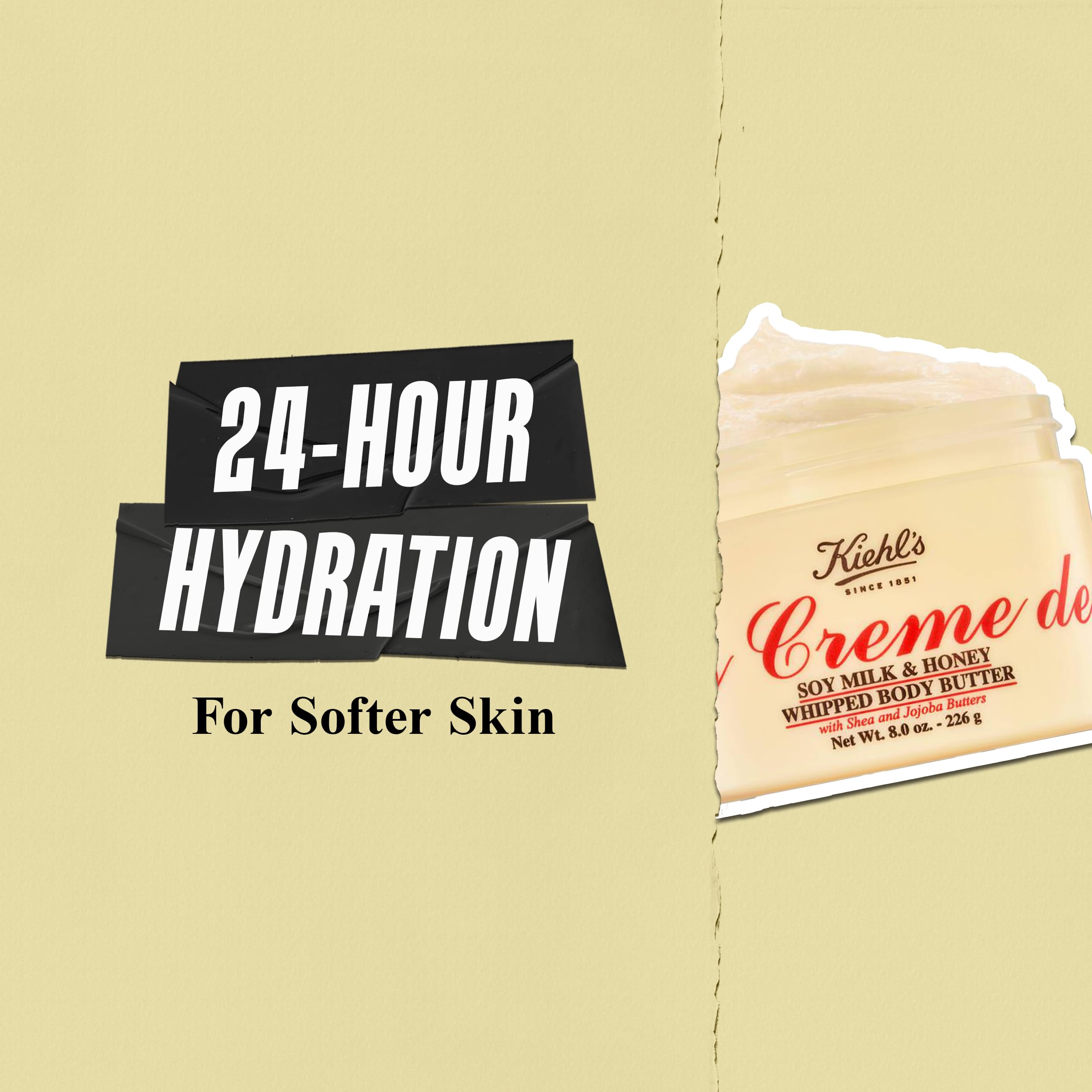 Buy now Kiehl's Creme de Corps Whipped Body Butter, Gentle Body Lotion that Nurtures and Moisturizes the Skin, Infused with Soy Milk and Honey, Provides Rich 24-Hour Hydration, For All Skin Types - 8 oz at indiglob india