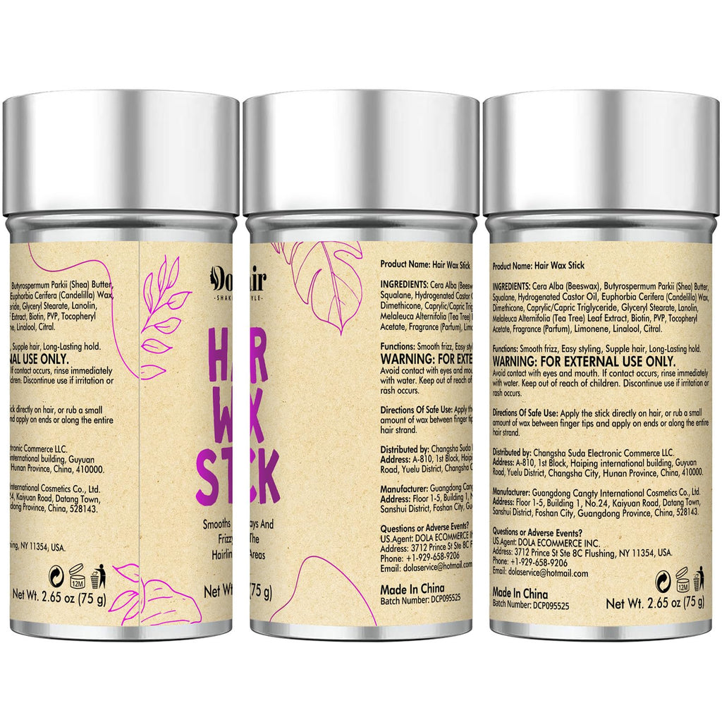 Dolahair Hair Wax Stick - Flyaway Control Styling Pomade for Kids, Women | Slick Back Hair Bun Maker and Hair Accessorie for Teen Girls (1 Pack of Wax)