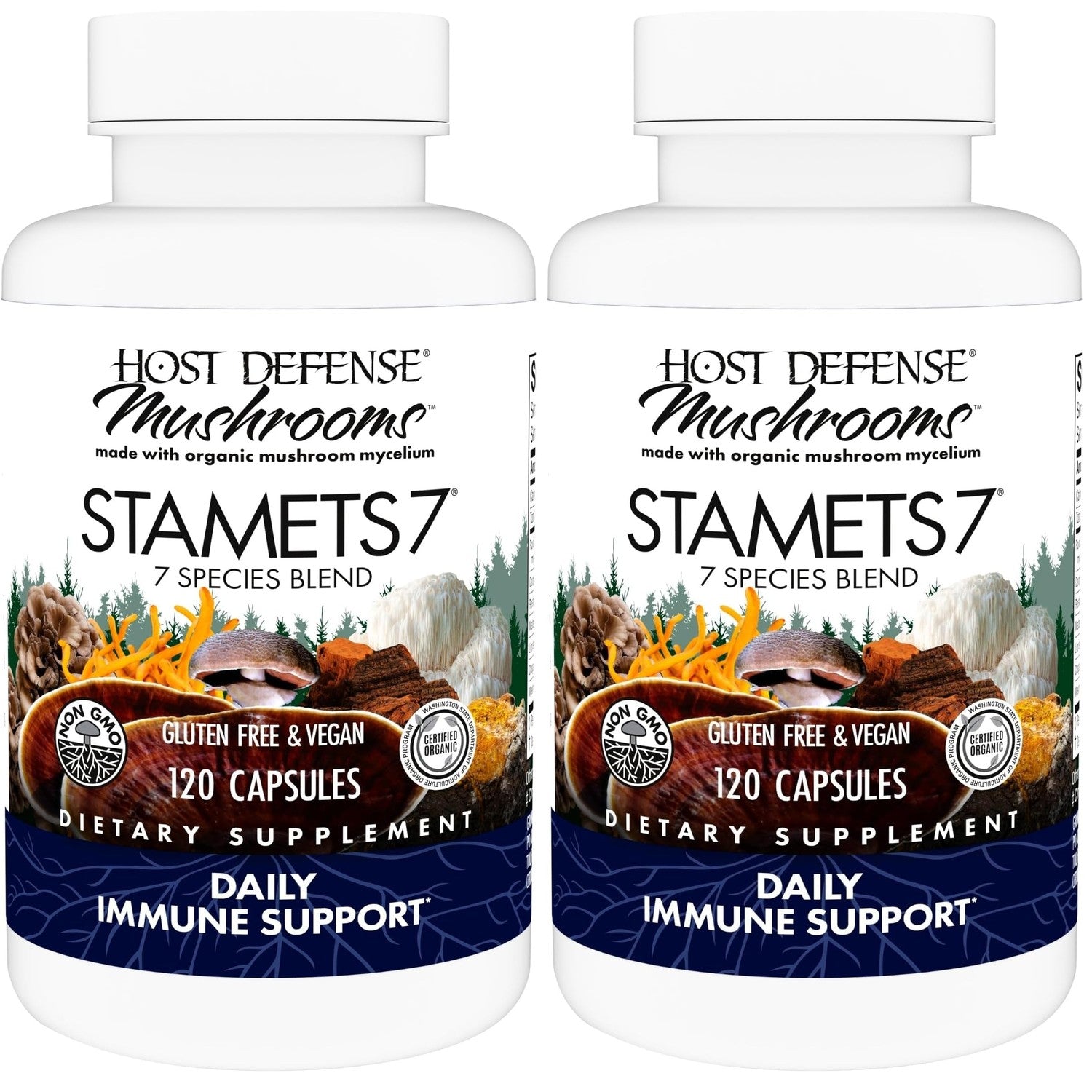Host Defense Stamets 7, Immune Support, 120 Capsules | 7 Species Blend, Functional Mushroom for Immune Support, 60 Servings