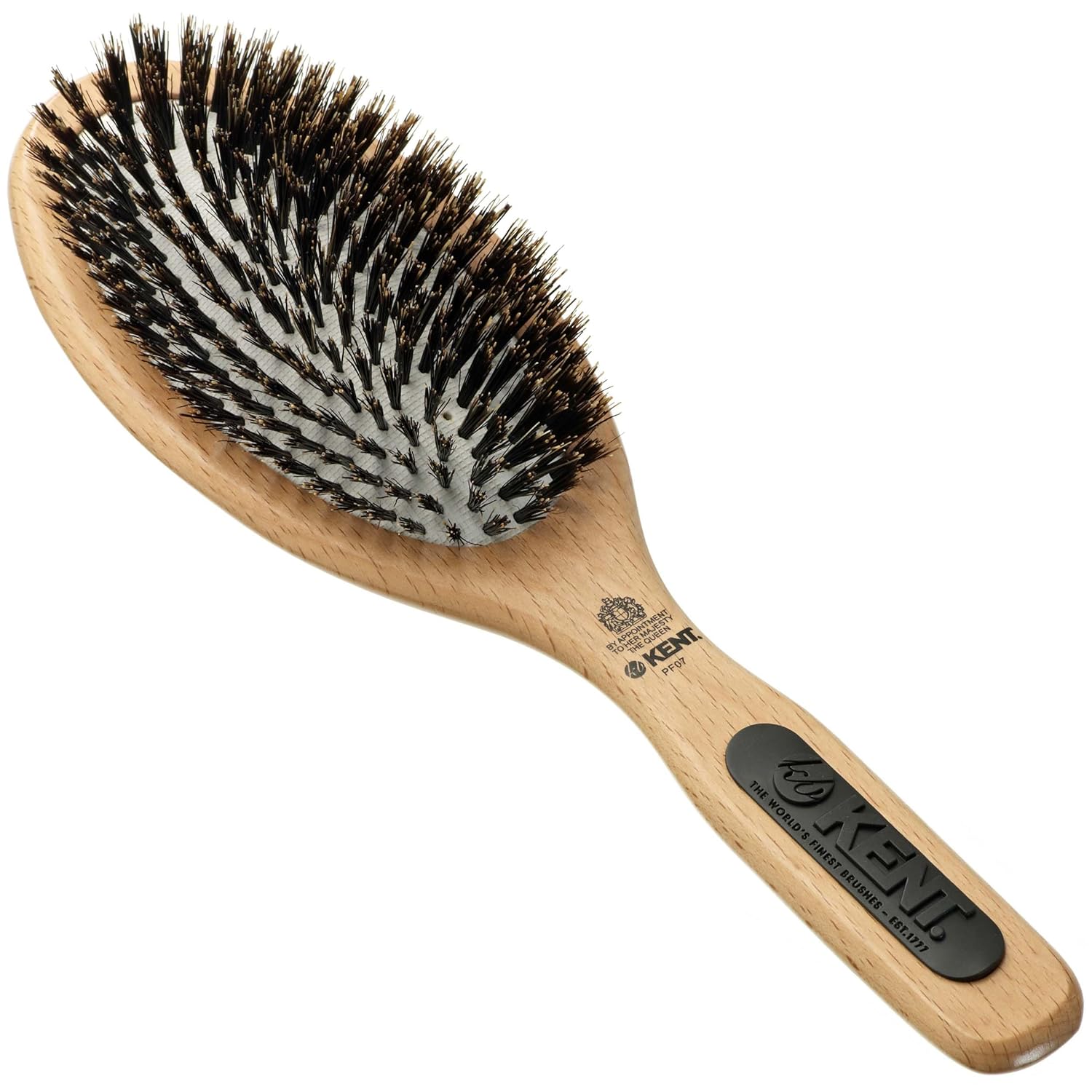 Buy now Kent PF07 Extra-Large 100% Boar Bristle and Non-Scratch Nylon Mix Cushion Brush - Wooden Detangling and Oval Smoothing Paddle Brush for Thin Hair - Made in England at indiglob india