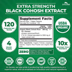 Zazzee USDA Organic Black Cohosh 10:1 Extract, 120 Vegan Capsules | 4 Month Supply, Actaea Racemosa, Women’s Health & Hormonal Balance Support, All-Natural, Non-GMO, Made in the USA