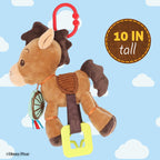 Disney Toy Story Bullseye Activity Toy – Plush Baby Sensory Toy with Teethers, Rattle, Crinkle Textures and On the Go Clip for Infants and Toddlers