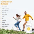 CELCLENE MagEnergy 7 Electrolytes, 8 Super B Vitamins, High Magnesium, High Methyl B12, Methyl Folate, D3/K2, Biotin, Zinc for Hydration, L-Theanine, Choline, Green Tea, Ginger Extracts
