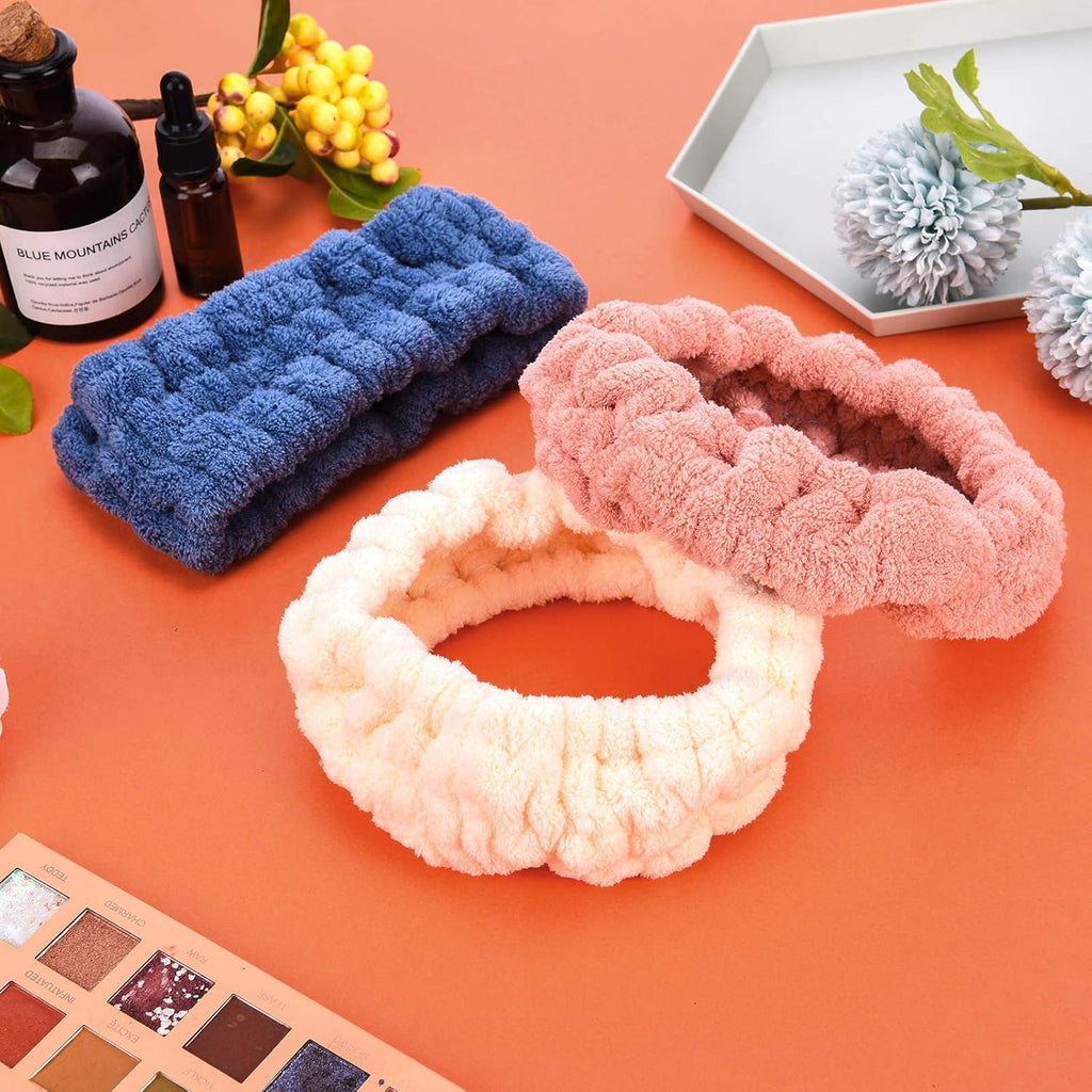 Buy now Chuangdi 3 Pieces Spa Headband for Women Facial Makeup Headband Soft Terry Cloth Hairband for Washing Face Mask Spa Shower Gifts(Dark Pink, Dark Blue, Milky-White) at indiglob india