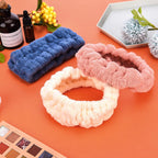 Buy now Chuangdi 3 Pieces Spa Headband for Women Facial Makeup Headband Soft Terry Cloth Hairband for Washing Face Mask Spa Shower Gifts(Dark Pink, Dark Blue, Milky-White) at indiglob india