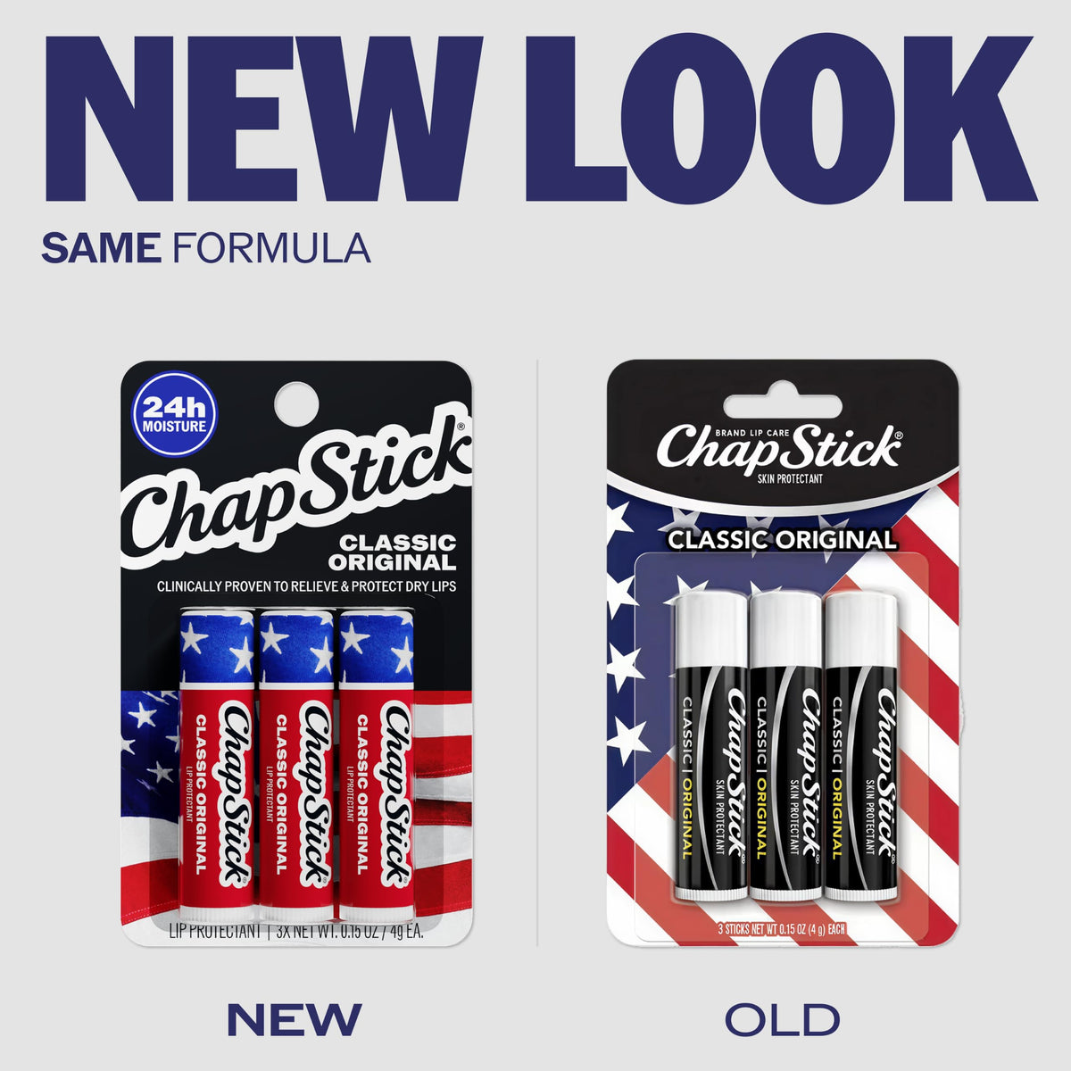 ChapStick Classic Original Americana Lip Balm with 24 Hour Moisture, 3-Pack
